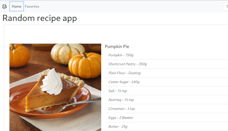 Nuxt app with random meal api